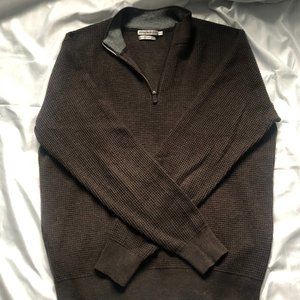 Peter Millar Mens Large 55% Wool 45% Cotton Dark Brown 1/4 Zip Pull Over